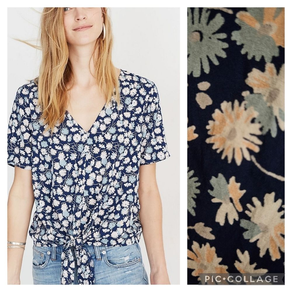 Madewell Novel Tie-Front Top in French Floral